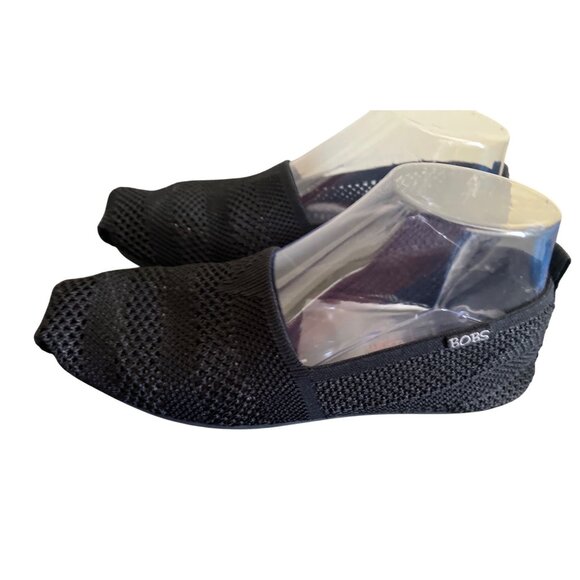 Bobs Skechers Womens Memory Foam Slip-On Flats Black Mesh Size W7.5 - Picture 1 of 8